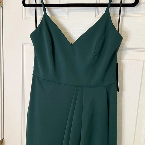 Lulus Dark Green Reinette Midi High Low Wrap Dress size Small Wedding Guest - Picture 7 of 10